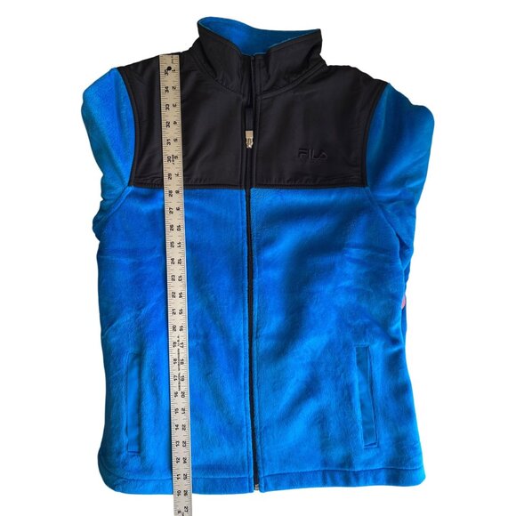 Fila Sport Womens Medium Full-Zip Fleece Jacket Blue & Black With Stand Collar - Picture 10 of 10